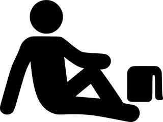 Injury rest vector icon showing athlete sitting during recovery or rehabilitation period after training
