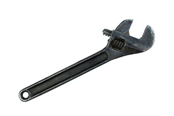 Adjustable wrench isolated on white. Top view.