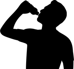 Sports hydration silhouette vector showing athlete drinking water for energy and recovery
