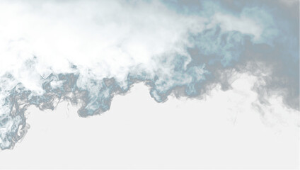 Blue smoke curls in soft, elegant shapes over a transparent backdrop. Vector quality ensures sharp and clean edges for design purposes. Ideal for overlays, posters, and digital artworks. PNG