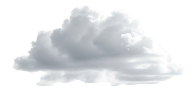 A bright, white cloud isolated on transparent background, showcasing its intricate details and fluffy texture, evoking a sense of wonder and serenity, ideal for adding a touch of ethereal beauty to yo