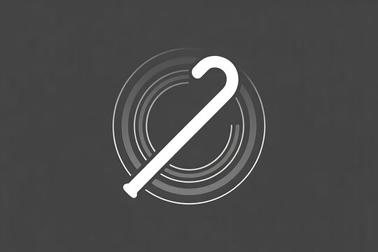Elegant white cane icon with a modern circular design on a textured gray background, perfect for healthcare branding