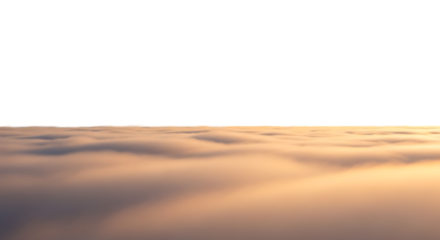A breathtaking view from above the clouds isolated on transparent background, showcasing a golden horizon, perfect for adding a sense of wonder, adventure, and the beauty of flight to any project
