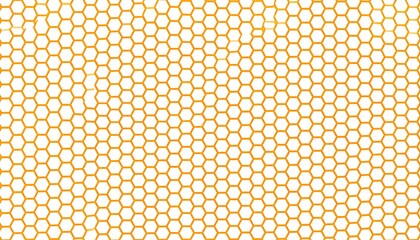 An abstract image showcases a repeating pattern of interconnected honeycombs in vibrant orange, set against a pure white backdrop. The arrangement has a gradient effect
