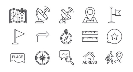 Navigation and Location Icons for Travel, Business, and Planning