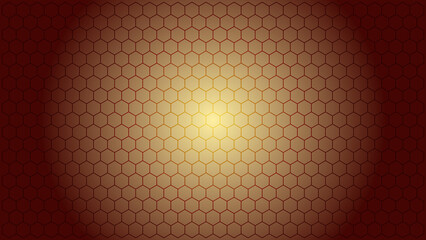 Golden Brown Honeycomb Pattern with Glowing Center Abstract Background Image