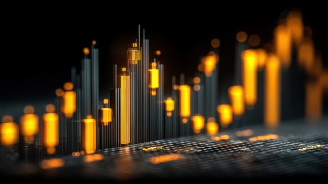 A clean chart visualizing real-time profit and loss data in a glowing style.
