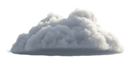 A dramatic storm cloud isolated on transparent background, displaying its ominous gray tones and turbulent texture, perfect for creating a sense of tension and anticipation in visual projects, evoking