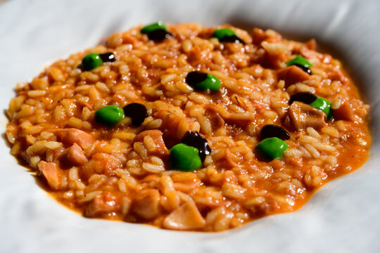Seefood Risotto Marinara Sgusciato with Peeled Shellfish and Carnaroli Rice