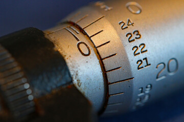 Macro View of Imperial Micrometer Barrel with Graduated Increments