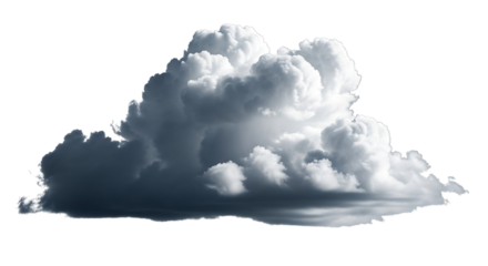 A dark, dramatic cloud isolated on transparent background, a sign of impending rain, a powerful and aweinspiring force of nature, a reminder of the beauty and danger of the sky