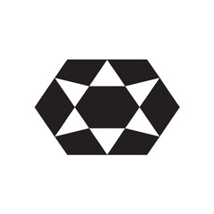 Fototapeta premium Vector art of abstract geometric hexagon shape with six white triangles inside a black hexagon