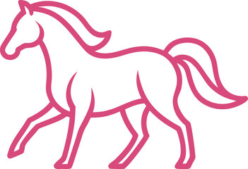 Pink Line Horse Icon Vector
