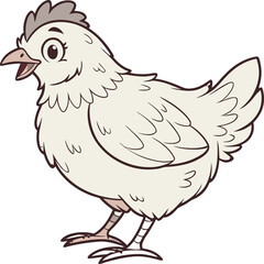 Cute Cartoon Chicken or Hen Vector Illustration.