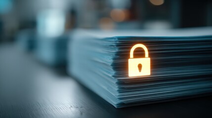 A glowing lock icon representing cybersecurity over a digital background.