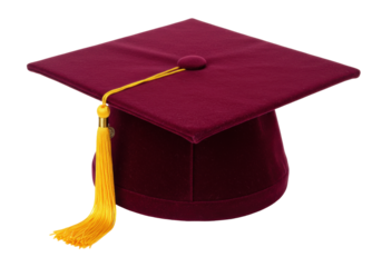 Isolated Graduation Cap with Yellow Tassel on Top, Diploma Hat, Mortarboard, Graduate