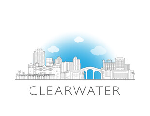 Obraz premium Clearwater, Florida, cityscape illustration skyline drawing