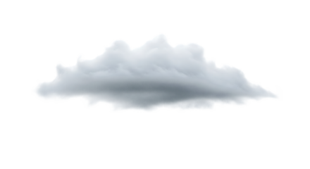 A single, lowhanging cloud isolated on transparent background, its gray hues suggesting an approaching storm, yet its smooth texture evokes a sense of calm, making it a versatile element for various d