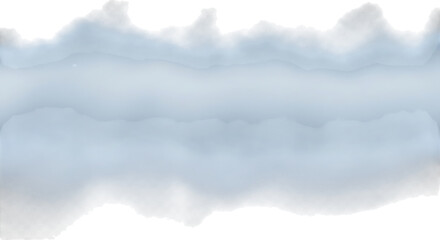 Watercolor cloudscape isolated on transparent background, featuring soft, blended hues of blue and gray, creating a dreamy and atmospheric effect, ideal for adding a touch of artistic flair