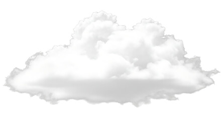 A fluffy white cloud stands out against the clear sky, its soft edges and billowy shape creating a sense of lightness and freedom isolated on transparent background the clouds texture is smooth