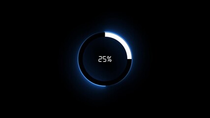 Futuristic Neon Blue Circular Progress Bar Loading 45 Percent on Dark Background circle
