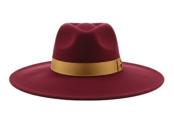 Isolated fashionable red hat with golden ribbon decoration stylish accessory headwear attire