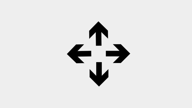 Arrows pointing in all directions. looping animation 4k