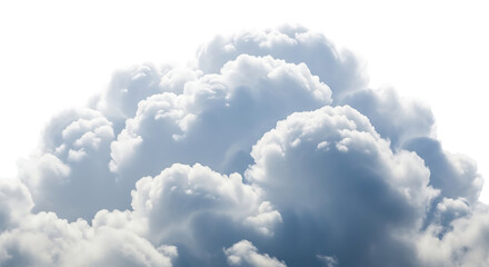 A large, fluffy cloud isolated on transparent background, showcasing its voluminous form and intricate details, perfect for adding a dramatic and serene touch to any visual composition