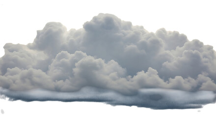 A large, billowing cloud isolated on transparent background, showcasing its intricate texture and dynamic form against a clean backdrop, creating a sense of grandeur and drama