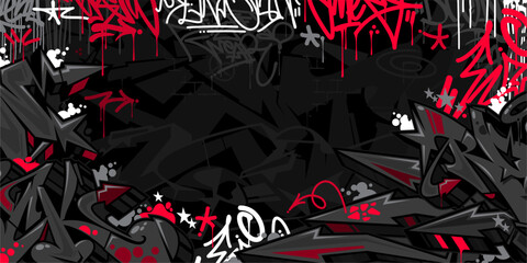 Cool Dark Abstract Flat Urban Street Art Graffiti Style Vector Illustration Template Background Art