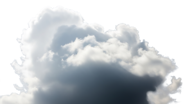 Luminous cloud isolated on transparent background, a radiant display of atmospheric beauty, with soft, ethereal tones creating a sense of serenity and wonder in the sky