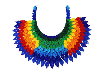 Colorful beaded collar isolated on transparent background