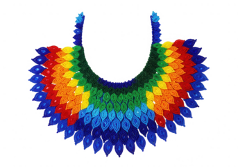 Colorful beaded collar isolated on transparent background