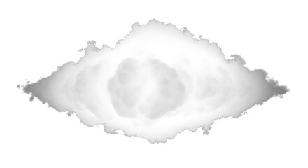 A fluffy white cloud isolated on transparent background, resembling a celestial eye, floats serenely, its soft edges blending seamlessly with the clear backdrop, creating a dreamy and ethereal atmosph
