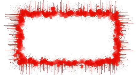 Red watercolor frame isolated on transparent background