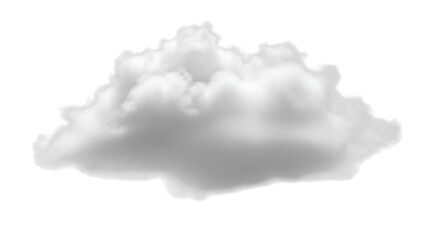 A fluffy white cloud isolated on transparent background, drifting serenely in the vast expanse of the sky, its soft edges blending seamlessly with the bright atmosphere, creating a peaceful and calmin