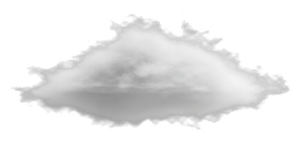 A single, isolated cloud on a transparent background, its soft, billowy form suggesting a sense of serenity and peace, perfect for adding a touch of natural beauty to any design project