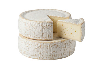 Two wheels of soft cheese isolated on transparent background