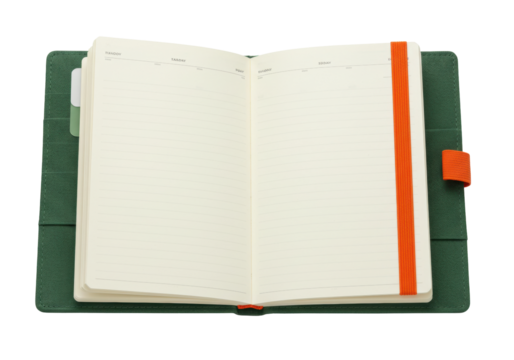 Isolated planner with empty pages ready to be filled with notes and thoughts on new goals