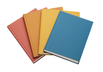 Isolated colorful textbooks stacked together in a pile, study material, library books