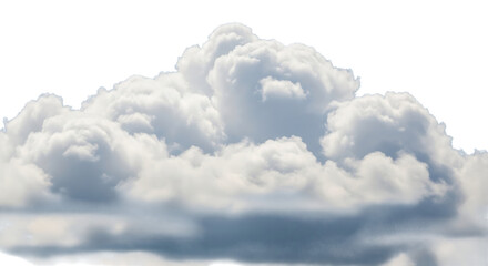 Large cumulus cloud isolated on transparent background, showcasing its impressive size and detailed texture, perfect for conveying a sense of scale and atmospheric depth in designs