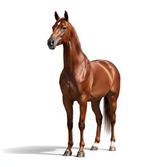 Obraz premium Realistic Full-Body Black Horse on White Background | High-Resolution Natural Animal Photography | Elegant Horse Studio Shot