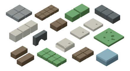 Isometric pottery workshop tools and materials with clay vases and carving instruments