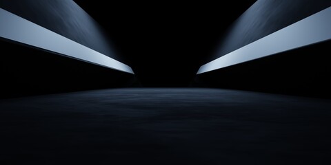 3d rendering of spaceship corridor hallway dark background. Scene for advertising, showroom, technology, future, modern, E sport, game, garage. Sci Fi Illustration. Product display