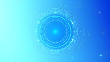Abstract blue and cyan digital background with glowing concentric circles and futuristic tech elements.