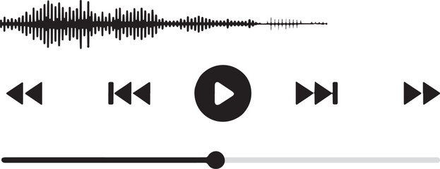 A sleek audio player interface features playback controls, including play, pause, rewind, and fast forward buttons, along with a waveform display and a progress bar © NaeemurRahman