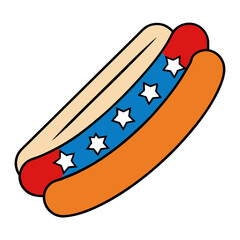 Patriotic hot dog with stars and stripes design