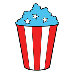 Red white and blue popcorn with stars illustration