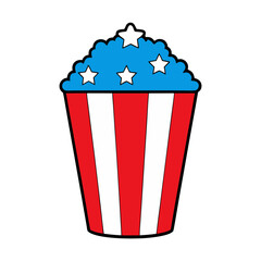 Patriotic popcorn bucket with stars and stripes
