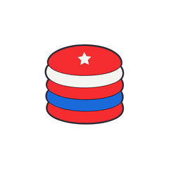 Stack of patriotic colored cookies with a star on top